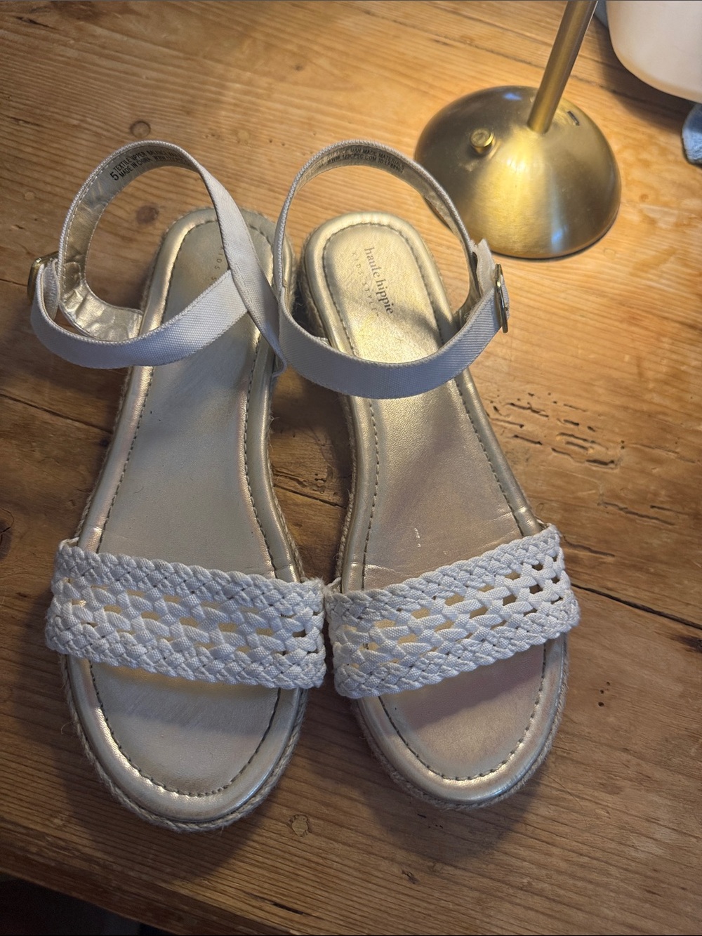 Haute Hippie Kids White Braided Strap Sandals